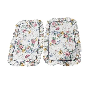 Oversize Dan River Floral Ruffled Pillow Shams Pair Cottagecore USA Vintage Set - Picture 1 of 6