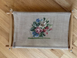 Needlepoint Embroidery Tapestry Scroll Frame 21"x13" Stitch Holder w/stitching - Picture 1 of 9