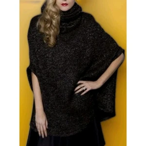 Maglione poncho Beata Dirycz collo cappuccio mantello largo stile nuovo con etichetta nuovo A128 Medium - Foto 1 di 5