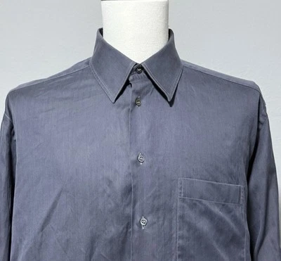 Camisa Armani Collezioni Abotonada Para Hombre Talla Grande 17/34 Gris Rayas Manga Larga Foto 1 de 4