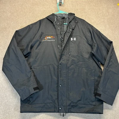 JR Motorsports Under Armour Infrared Coat Men's L Black Hood Chevy Broken Zipper - Image 1 of 4