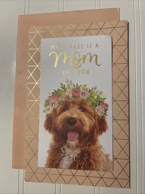 Tarjeta del Día de la Madre American Greetings - Perro con Corona de Flores - Amor - Floral Foto 1 de 4