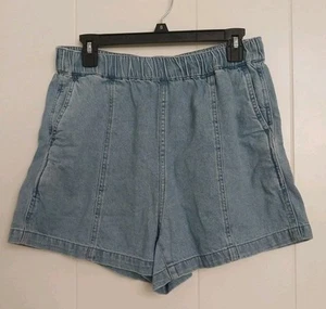 MADEWELL Denim Easy Pull On Shorts Womens S Blue Rathmore Wash Elastic Waist HR - Picture 1 of 6