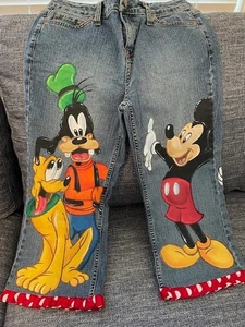 Disney hand painted girls jeans - Size 8 1/2 - Beautiful! Faded Glory - Unique - Picture 1 of 7