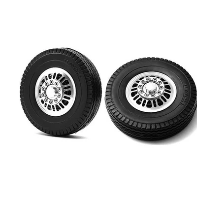 2X CNC Metal Front Wheel Hub Rims Tires for 1/14 Tamiya RC Tractor Truck Upgrade - Image 1 of 4