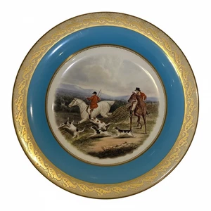 Kerr Binns Royal Worcester Hand-Painted Plate, Hunting Scene - Bild 1 von 8