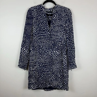 Vestido de seda a lunares Tibi para mujer 4 azul marino puño con cremallera dinero antiguo cóctel fiesta Foto 1 de 4