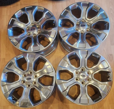 SET OF (4) 20" FORD F-150 PICKUP OEM POLISHED ALLOY WHEELS 20x8 1/2 2021-2025 Foto 1 de 4