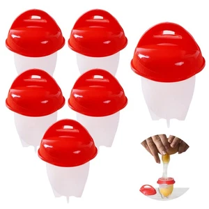 Hervidor de huevos de 6 piezas, caldera de huevos antiadherente de silicona, tazas de cocción de huevos sin cáscara, rápido... - Imagen 1 de 7