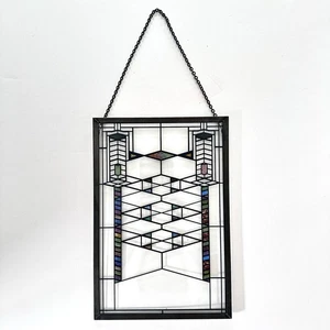 Frank Lloyd Wright Robie Stained Hanging Glass Panel Suncatcher 6" x 9” - Picture 1 of 5