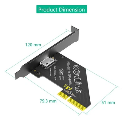 PCI-E 4X 4.0 to Oculink SFF-8611/8612 Adapter with Long Profile Bracket - Image 1 of 4