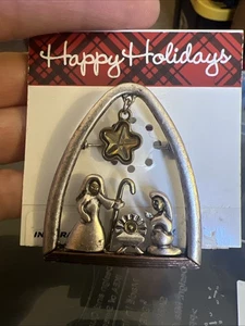 Broche Belén Navidad Pin Estrella Articulada 2”h X 1.75w Metal Envejecido - Imagen 1 de 4