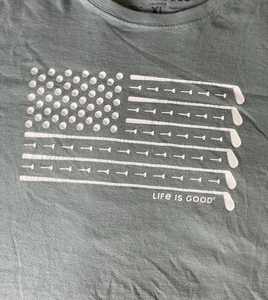 CAMISETA GRÁFICA LIFE IS GOOD Crusher bandera estadounidense golf XL gris camiseta - Imagen 1 de 9