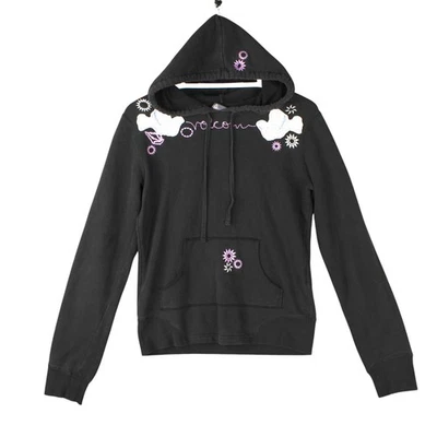 Vintage Volcom 2 Birds Stone Pullover Hoodie Womens M Black Y2K Embroidered - Image 1 of 4