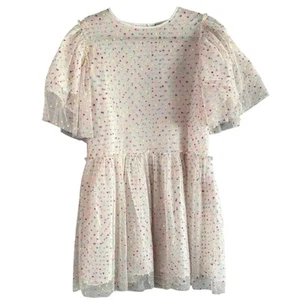 Stella McCartney White Rainbow Polka Dot Short Sleeve Tulle Dress Size 14 Y NEW - Picture 1 of 8