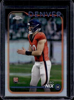 2024 Topps Chrome Bo Nix RC Refractor Rookie #206 Broncos - Image 1 of 2
