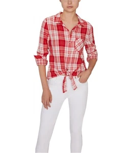 Sanctuary Clothing Womens Hayley Tie Front Button Down Blouse, Red, X-Large - Picture 1 of 1