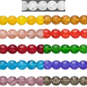 20 Round Crackle Czech Glass Cracked Druk Beads in Many Colors Small - Big - Picture 1 of 12