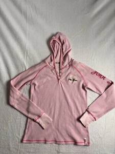 John Deere Pink Pullover Long Sleeve Thermal Hoodie Girls Large 11/13 Stains * - Picture 1 of 8