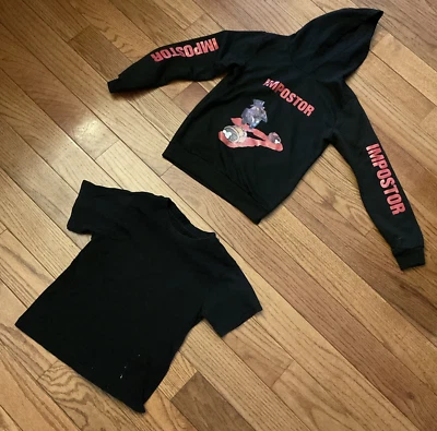Boy's 5/6 No Tag Hooded Black Imposter Black Short Sleeve Backyard Distressed - Image 1 of 4
