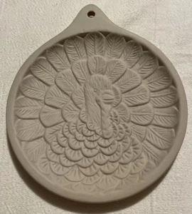 Hermitage Pottery Round Stone Clay Turkey Cookie Mold 1999 Thanksgiving 5.5" - Picture 1 of 3