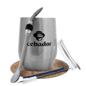 Mate Becher Silber Doppelwandige Mate Tee Set 350ml Bombilla Kühlstein 22 cm - Bild 1 von 9