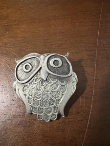 COOL Metzke Pewter Vintage Owl Bird Brooch Marked - Picture 1 of 5
