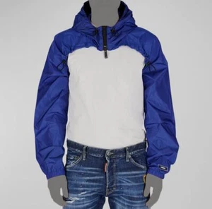 $670 Dsquared2 Men Blue Hooded Wind-Resistant Shoulder Warmer Jacket IT 50 US 40 - Picture 1 of 5
