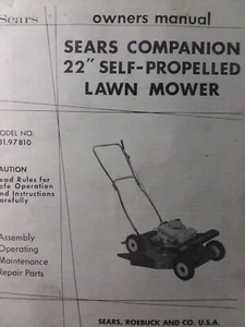 Sears Companion 22 Walk Behind Rotary Lawn Mower Owner & Parts Manual 131.97810 - Picture 1 of 1