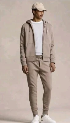 Mens Ralph Lauren Polo Knit Full Zip Hoodie Brown  With Black Pony Size Large  - Image 1 of 4