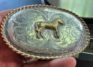 Vintage Silber King Chatsworth CA Sterlingsilber gravierte Westernschnalle 86,5 g - Bild 1 von 10