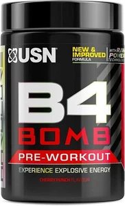 USN B4 Bomb Pre-Workout Powder | Explosive Energy Pump Power Cherry Flavour 300g - Picture 1 of 7