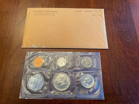 1964 US Mint Proof Set in cello. NO original Envelope. #64-04 Cover