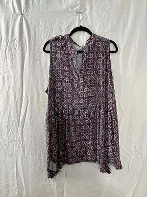 Westport Womens Blue Geometric Print Tank Top Size 3X - Image 1 of 4