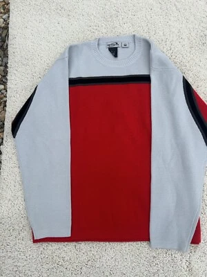 Suéter de esquí nórdico Obermeyer rojo/gris/negro de lana/acrílico para hombre M Foto 1 de 2