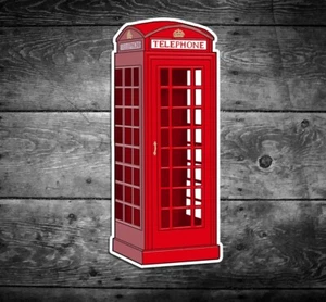 Red English Phone Booth Sticker - Picture 1 of 1