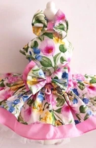 DOG HARNESS DRESS  PINK FLORIA      NEW HANDMADE  FREE SHIPPING - Picture 1 of 5