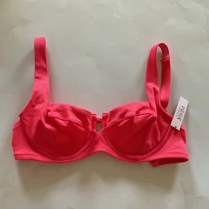 NWT Victorias Secret Full Coverage Coral Blaze Rib Unlined Bikini Swim Top 32DD - Picture 1 of 6