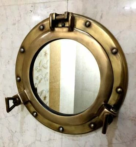 11.5" Mirror Porthole Antique Finish Wall Hanging Nautical Home Decor - Bild 1 von 2