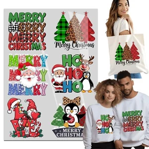 6Sheets Christmas Iron on Transfers for T-Shirts, Ready to Press for Clothes Bag - Picture 1 of 9