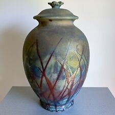 RAKU Studio Art Pottery Vase WILLAM K TURNER 16" Fire Painted Matte Copper Glaze