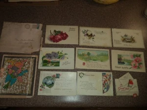 VINTAGE 1923 LOT OF 10 HOLIDAY GREET, HAPPY BIRTHDAY, XMAS, POSTCARDS - Bild 1 von 19