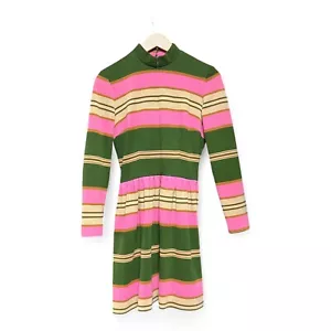 Abito vintage anni 60 DAVID CRYSTAL FASHION cintura righe poliestere MOD Groovy TAGLIA S - Foto 1 di 14