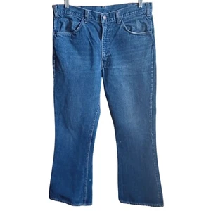 Vintage 1970's 36x30 Levis 646 0217 Denim Bellbottom Orange Tab Jeans Talon 42 - Picture 1 of 16