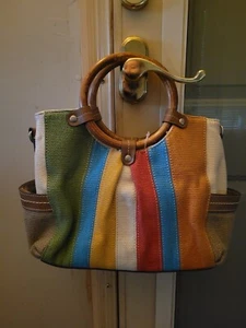 Vintage Relic Shoulder Bag Purse Canvas Striped Colorful - Picture 1 of 6