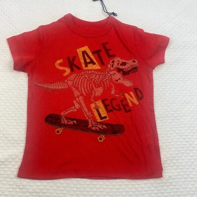 NUEVO CON ETIQUETAS Niños CHASER Pullover Rojo Naranja Skelton Camisa Top Talla 5 Monopatín Dinosaurio Foto 1 de 4