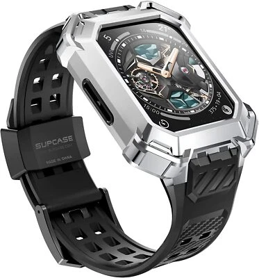 SUPCASE Metal iWatch Case Strap Bands Drop Protection for Apple Watch 9/8/7 45mm - Image 1 of 4