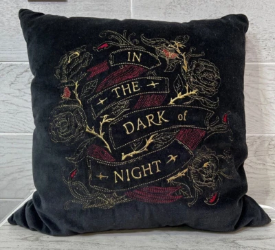 Target/Threshold Black Velvet Pillow "In the Dark of Night" Embroidered - Image 1 of 3