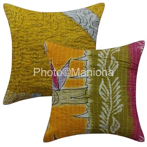 Fundas de almohada impresas en hojas con estampado de hoja tradicional de cojín hecho a mano indio - Imagen 1 de 4
