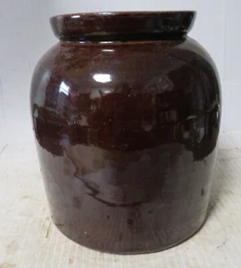 Antique 1 Gallon Albany Slip Stoneware Canning / Storage Jar With Lid - Picture 1 of 10